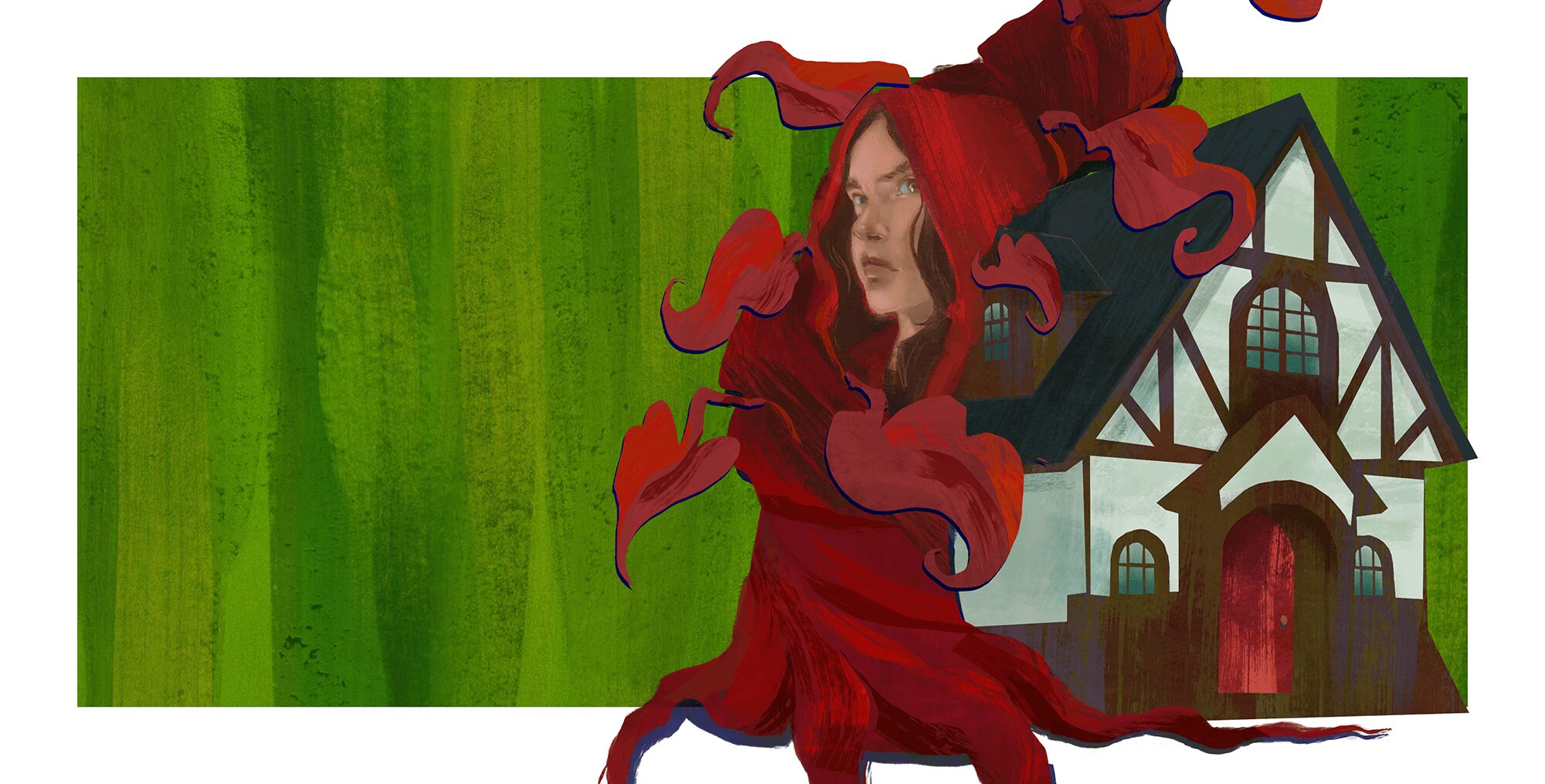 artwork depicting Little Red Riding Hood from Stephen Sondheim's musical Into the Woods